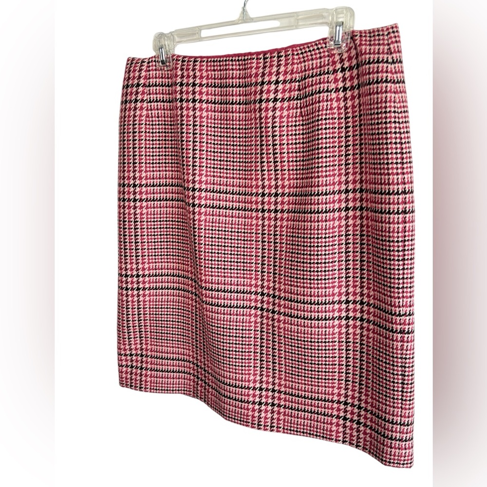 Talbots Women’s Size 14 Plaid Pink Pencil Skirt Wool Lined Classic Cottagecore - Picture 3 of 13